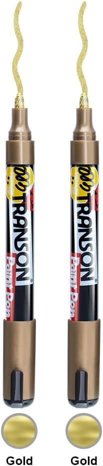 TRANSON 2 Gold Permanent Paint Markers for Fabric Rock Craft Diy Painting Medium Tip Oil Based Waterproof