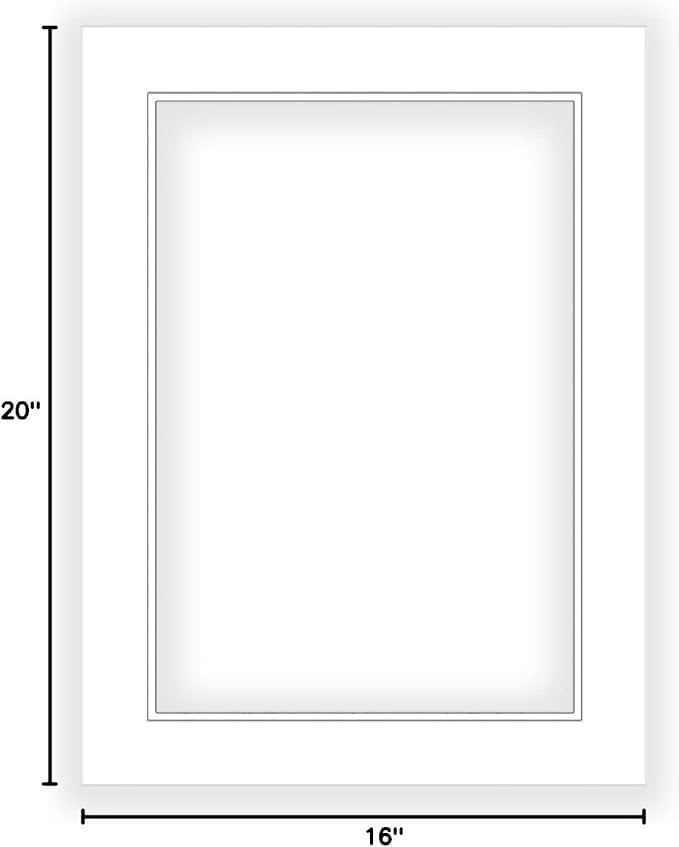 20x24 Mat for 16x20 Photo - Precut White on White Double Mat Picture Matboard for Frames Measuring 20 x 24 Inches - Bevel Cut Matte to Display Art Measuring 16 x 20 Inches - Acid Free ONE MAT