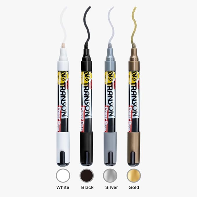 TRANSON 4 Colors Permanent Paint Markers for Fabric Rock Craft Diy Painting Medium Tip Oil Based Waterproof
