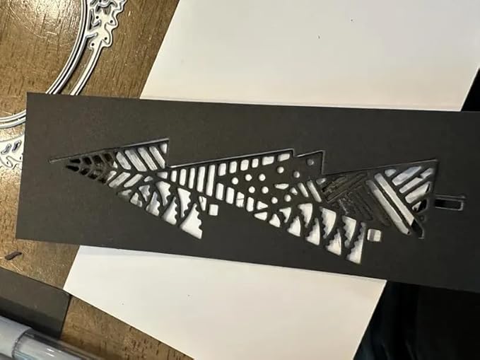 Lapoo Festivals Metal Cutting Die for Scrapbooking - Durable, Cut Stencils for DIY Scrapbook Photo Album Decorative Paper Card, Card Making Supplies, Embossing (Half Christmas Tree 5.2 x 1.4 in)