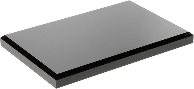 Plymor Black Acrylic Rectangular Beveled Display Base, 6" W x 4" D x 0.5" H, Pack of 3