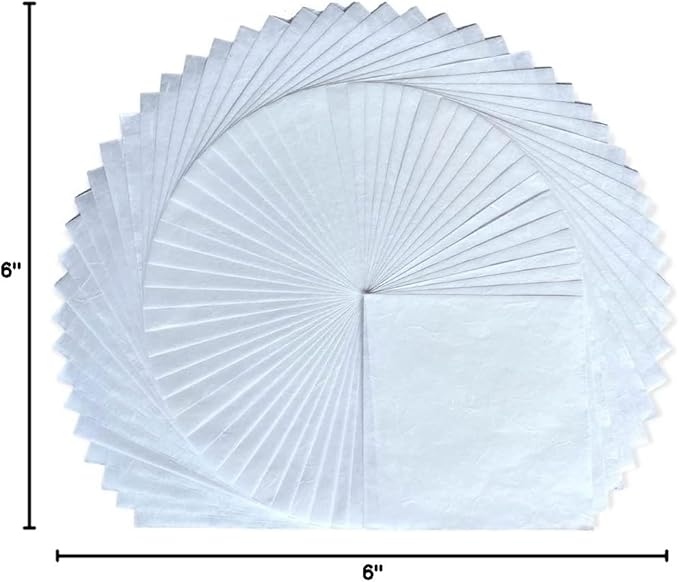 50 Sheets 6 x 6 Inches Natural Fiber Mulberry paper Sheets Square Origami Paper Arts Folding Craft, Decoration Paper, Square Folding Paper for DIY Crafts (White Color, 6x6 Inch)