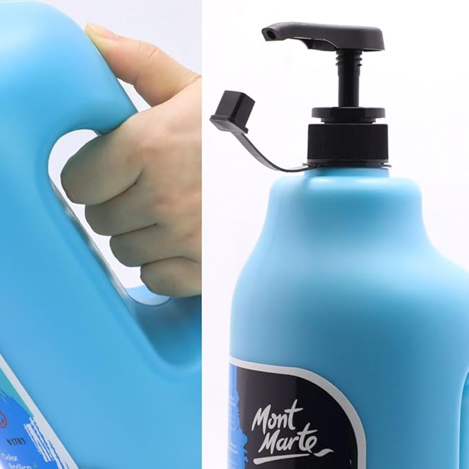 Mont Marte Discovery School Acrylic, Cerulean Blue, 1/2 Gallon (2 Liter). Ideal for Students and Artists. Excellent Coverage and Fast Drying. Pump Lid Included.