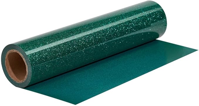 Dark Green Glitter HTV Roll -12" x10ft Iron on Heat Transfer Vinyl for DIY Shirts Gifts(Peacock Green)