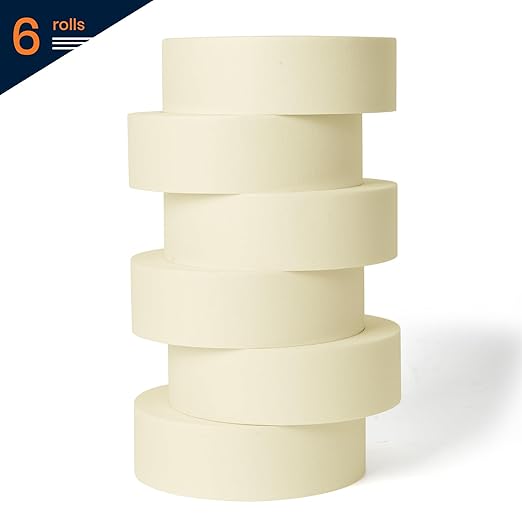 TAPEBEAR General Purpose Masking Tape 1.41 Inches x 60 Yards, Beige White Painters Tape for Painting, Labeling, DIY Arts Crafts, Home Office School Projects, 6 Rolls