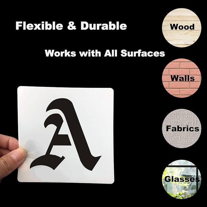 5 Inch Alphabet Letter Stencils for Painting - 70 Pack Old English Letter Stencil Templates with Numbers and Signs for Painting on Wood, Reusable Letters Stencils for Chalkboard Wood Signs & Wall Art