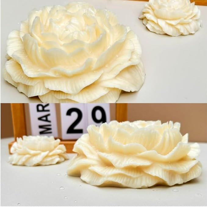 6.7 Inch Peony Silicone Mold, Large Size Flower Candle Mold, Soap Soy Wax DIY Handcraft Accessory, Epoxy Resin Mold for Party Home Wedding Decoration (Large)