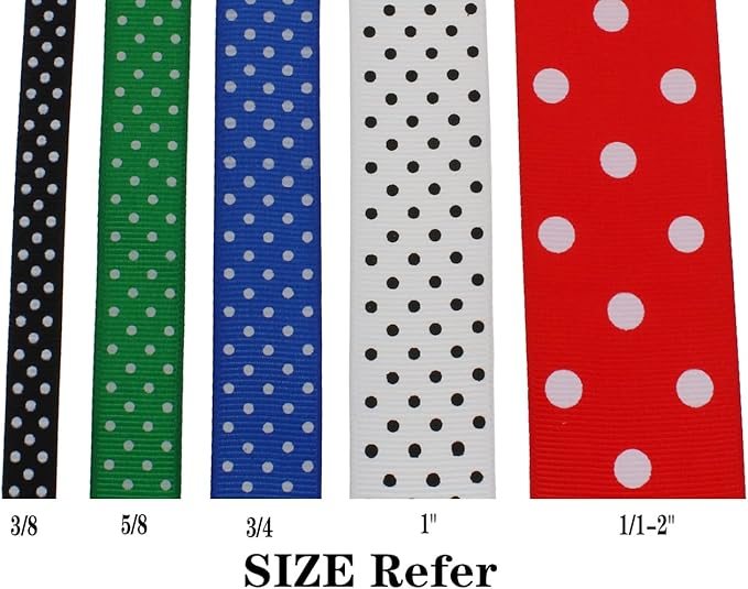 Polka Dot Grosgrain Ribbon 25 Yard Each Roll 100% Polyester (1/1-2", Royal Blue)