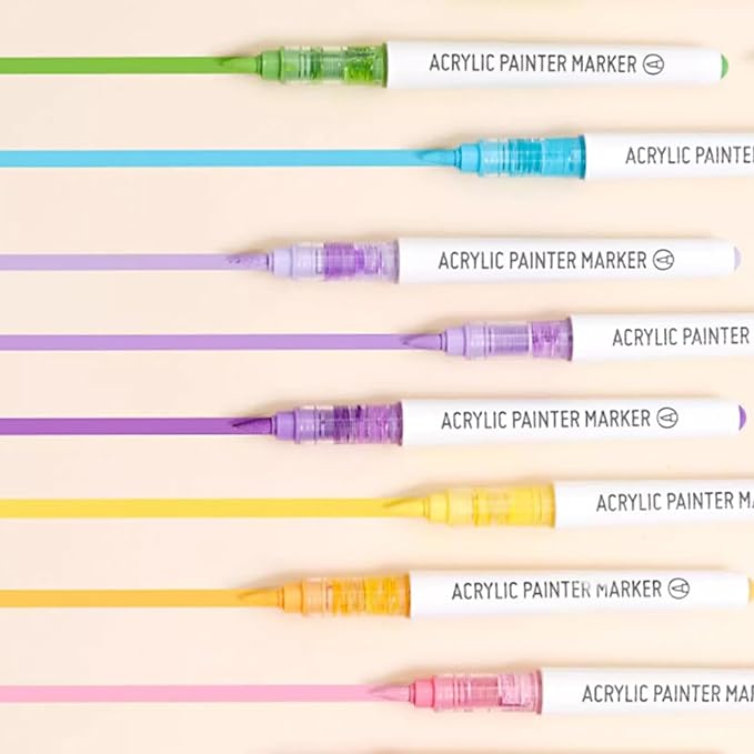 Water Based Acrylic Paint Markers, 9 Colors Acrylic Paint Pens Set with Soft Brush Tip, Marker Pen for Rock Painting, Egg, Wood, Glass, Paper, Mugs, Acrylic Painter Ink (Purple Series)