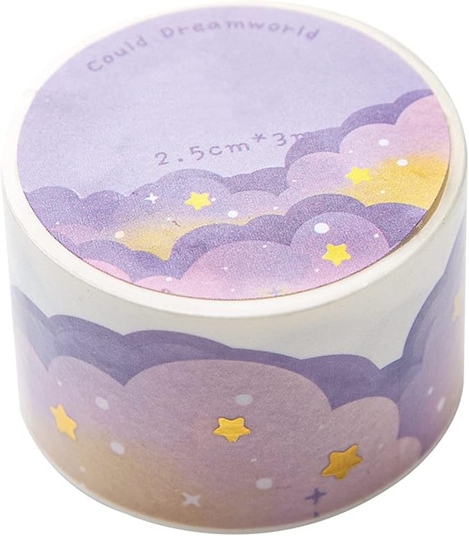 8 Rolls Washi Tape Set, Dream Clouds Gold Foil Decorative Tape, Decorative Adhesive Tape for Scrapbook, Arts & Crafts, Journals, 25mm x 3m