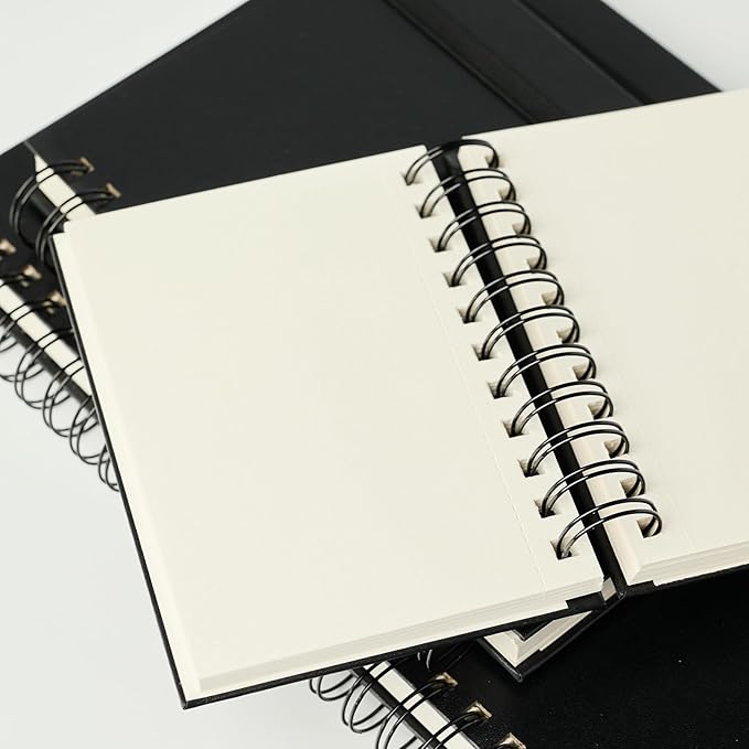 CuppaClip Sketch Book Hardcover Drawing Pad 300GSM Acid-Free Paper Spiral Bound Sketchbook 50 Sheets/100 Pages Art Supplies (Spiral Binding, 4x5.9in)