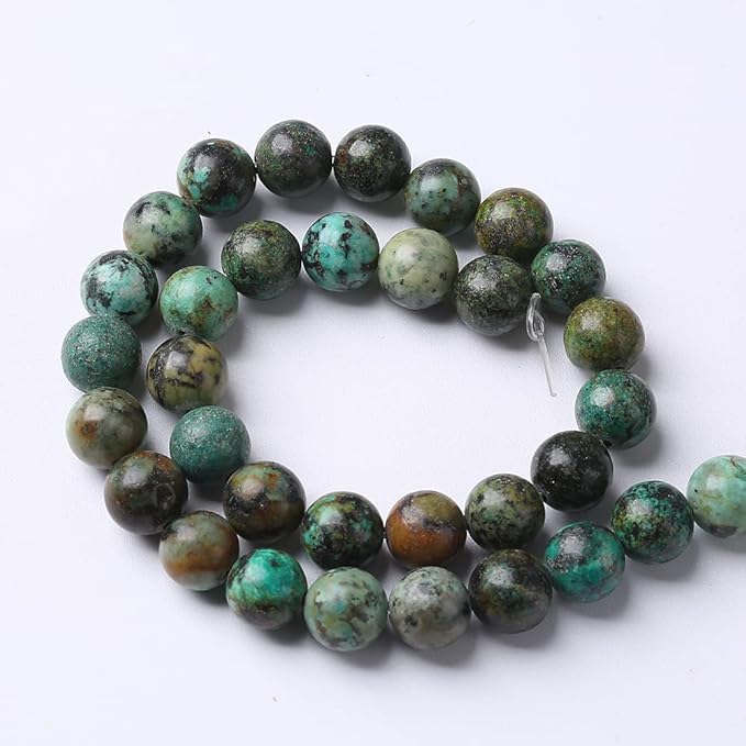 10mm 38pcs Natural African Turquoise Stone Beads for Jewelry Making Round Loose Gemstone Beads DIY Bracelet Necklace Earrings