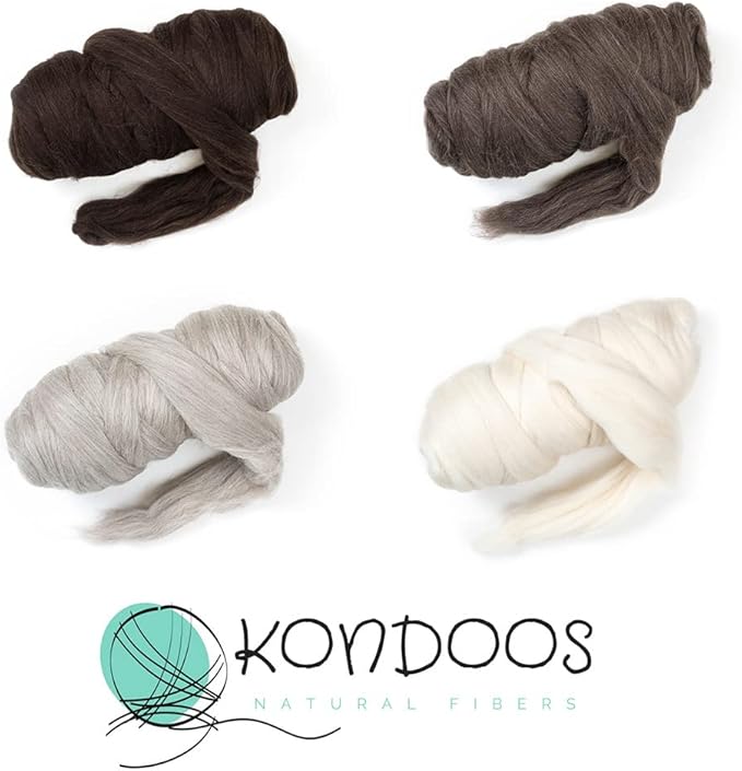 Natural Wool roving, 8 OZ. Best for Needle Felting, handcrafts and Spinning. Natural Colours, un-Dyed. (Gray Sand, 8 oz)