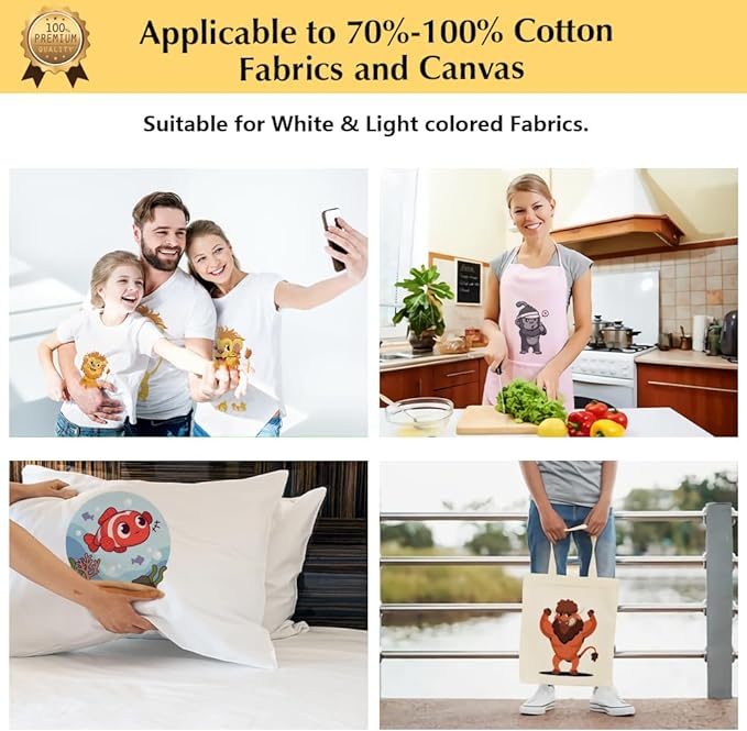 TransOurDream Tru-Heat Transfer Paper for Inkjet & Laserjet Printer (20 Sheets 8.5x11, 3.0) Printable HTV Heat Transfer Vinyl for T Shirts Iron on Transfers for Light Fabrics (TRANS-L3-1-20)