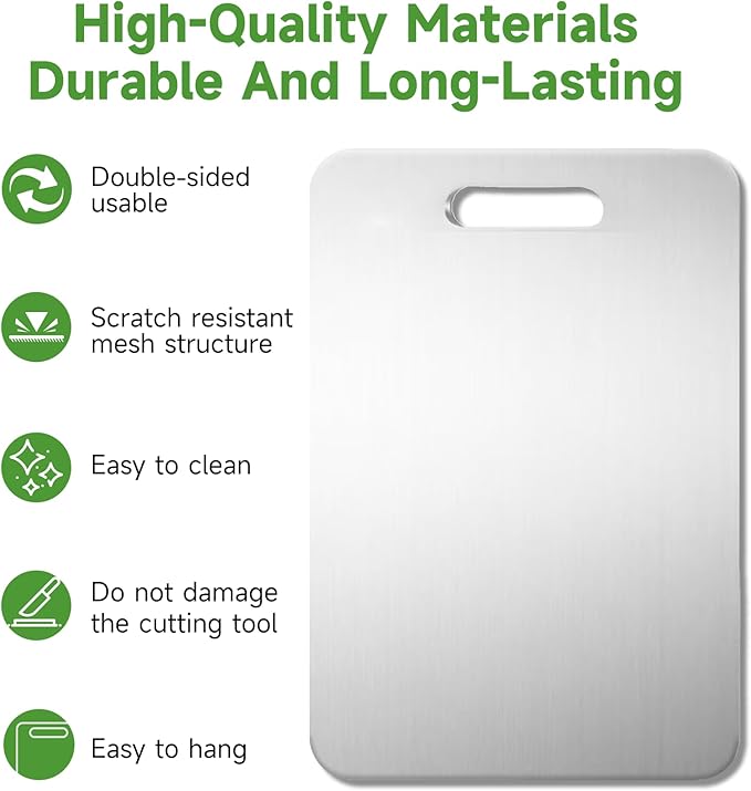 Titanium Cutting Board - 2025 New Upgrade 100% Pure Titanium Cutting Boards for Kitchen Double Sided Non Toxic Cutting Board,Hygiene Durable Dishwasher Safe Chopping Board (3PC:S+M+L)