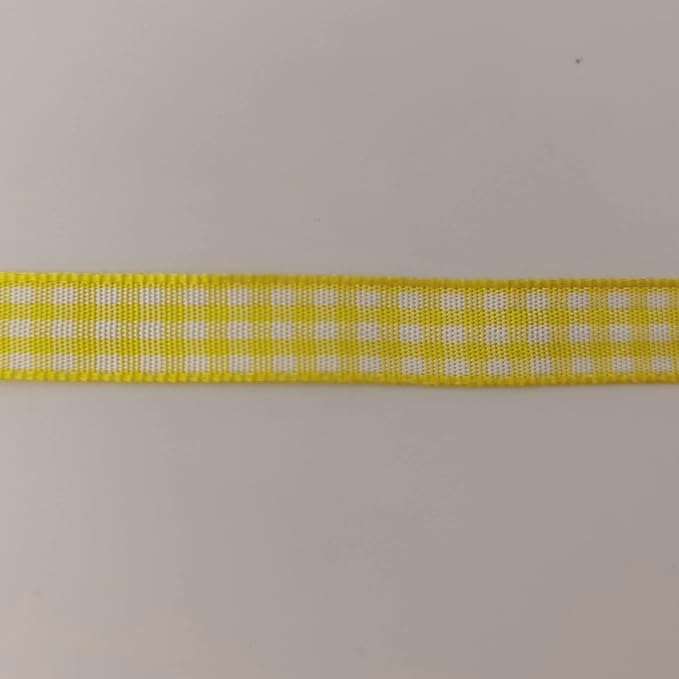 Yellow and White Gingham Plaid Checked Ribbon 25 Yards Per Roll Checkerd Craft 100% Polyester (3/8", Yellow)