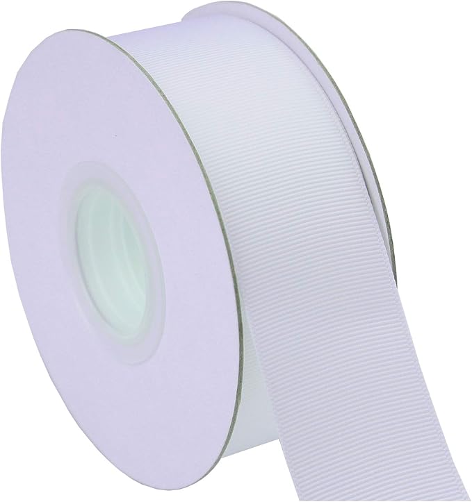 ITIsparkle 11/2" Inch Grosgrain Ribbon 25 Yards-Roll Set for Gift Wrapping Cake Decoration Party Favor Hair Braids Hair Bow Baby Shower Decoration Floral Arrangement Craft Supplies, White Ribbon