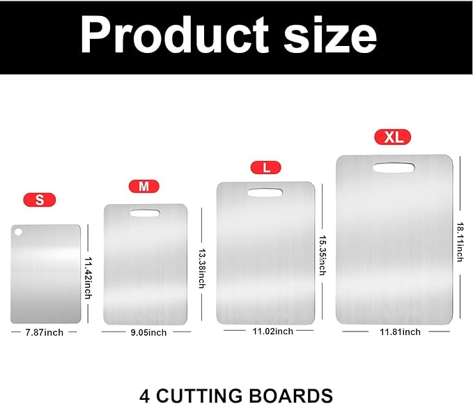 Titanium Cutting Boards for Kitchen,Katuchef Titanium Cutting Board,Non toxic Doubld-Side Available Chopping Boards, Easy to Clean and Store(2PCS-M+L)