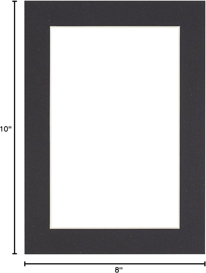 Poster Palooza 8x10 Mat Bevel Cut for 5.5x8.5 Photos - Acid Free Black Precut Matboard - For Pictures, Photos, Framing - 4-ply Thickness
