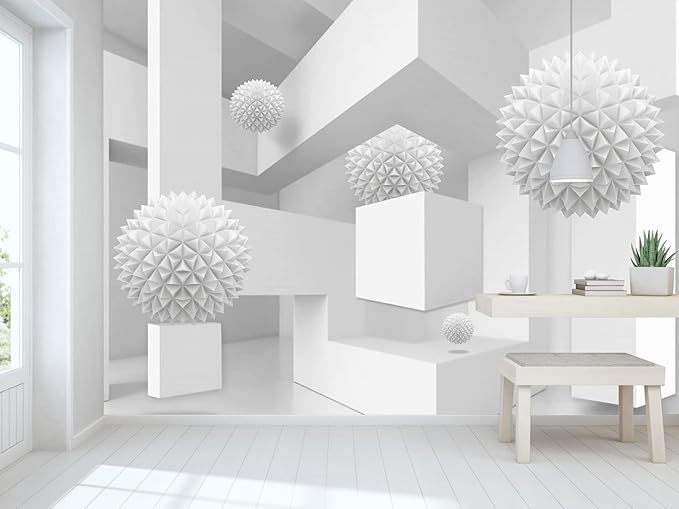 3D Wallpaper Abstract Tunnel Space Stereo Wall Mural Metal Ball Tapiz para Pared for Bedroom Living Room TV Background Wall Studio(Not Peel and Stick)