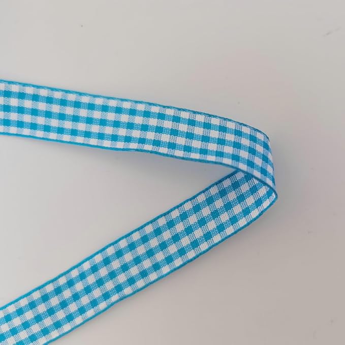 Vivid Blue and White Woven Edge Plaid Ribbon 100% Polyester Gingham Ribbon 25 Yards Each Roll (5/8",Vivid Blue)