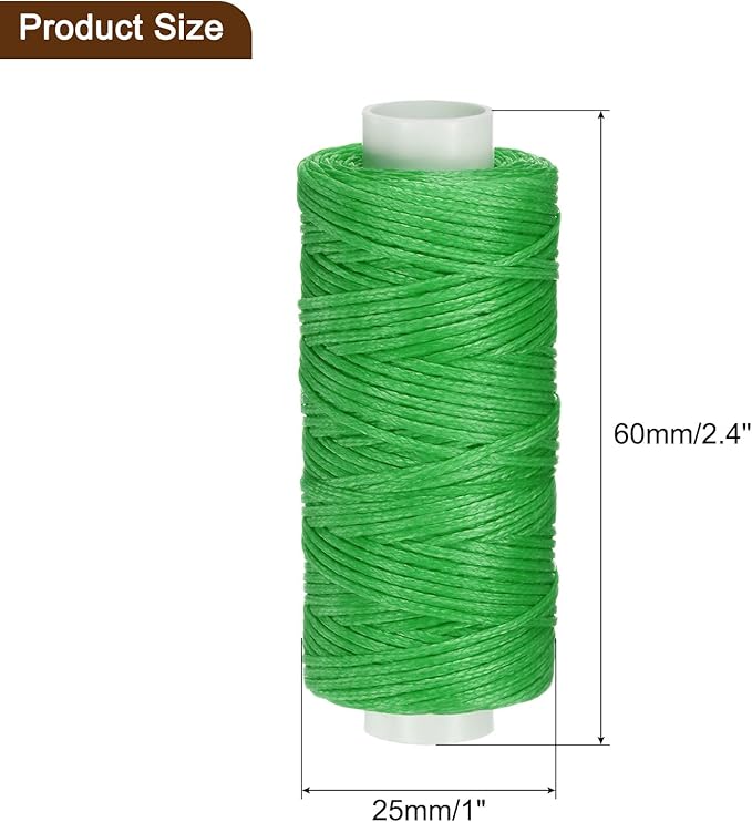 uxcell Leather Sewing Waxed Thread, 55 Yards / 50m 0.8mm 150D Flat Polyester All-Purpose Threads for Leather Crafts, Bookbinding, Green