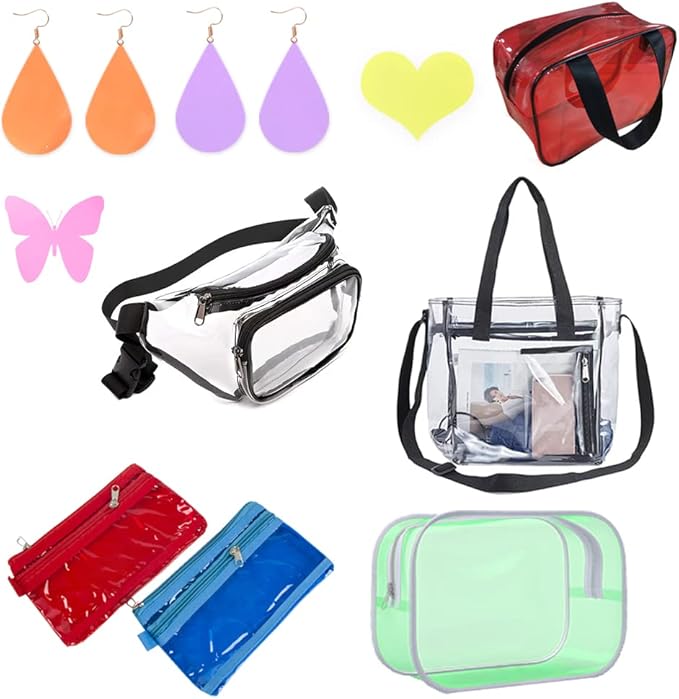 HYANG Red Transparent PVC Super Clear Holographic Vinyl Faux Leather Sheets 1 Roll 12'' x 47'' (30cm x 120cm) for DIY Bows Earrings Bags DIY Crafts Making (HY-101)