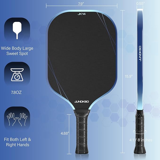 Pickleball Paddles Set of 2 - Graphite Carbon Fiber Pickle Ball Paddle Composite -USAPA Compliant Pro Pickle Racket -14mm Lightweight PP Honeycomb Core -Men's and Women's Outdoor Game Gift Set/Blue