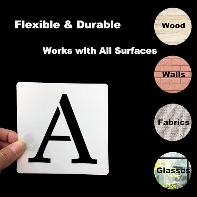 6 Inch Alphabet Letter Stencils for Painting - 70 Pack Letter and Number Stencil Templates with Signs for Painting on Wood, Reusable Letters and Numbers Stencils for Chalkboard Wood Signs & Wall Art