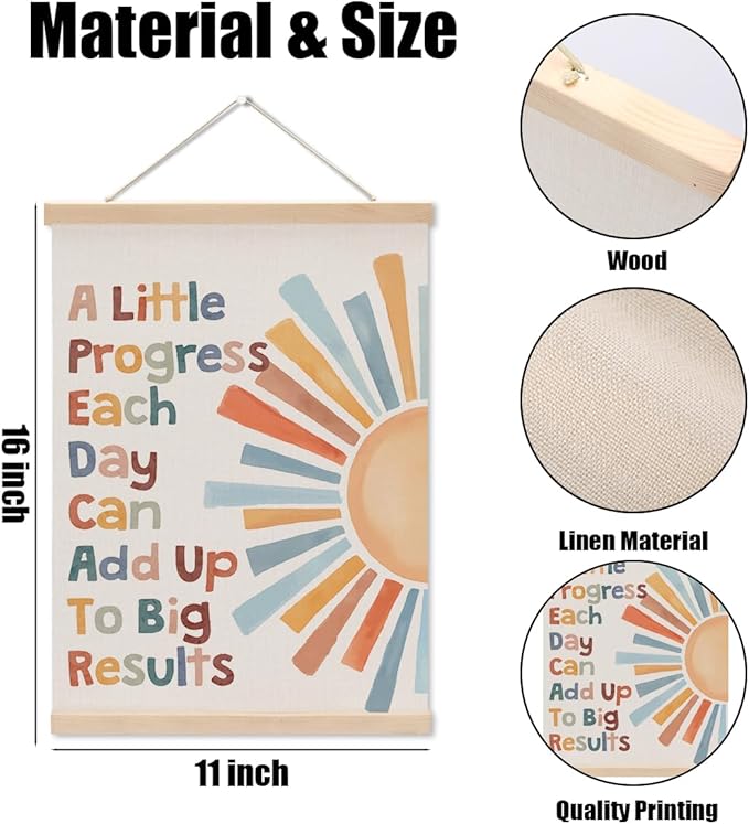 Inspirational Boho Sun Poster Hanger, Classroom Decor Growth Mindset Wall Decor, Sunshine Posters, Educational Posters Wall Art Wall Hanging Banner Bedroom Nursery Home Baby Room Decor