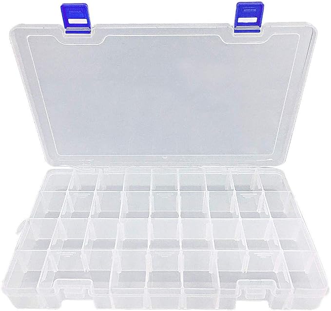 Qualsen Plastic Organizer Storage Box with Adjustable Dividers, Fishing Tackle Box and Bead Organizer Box for Jewelry, Beads, Earrings, Tools, Fishing Hooks, and Small Accessories(34 Grid x 3)