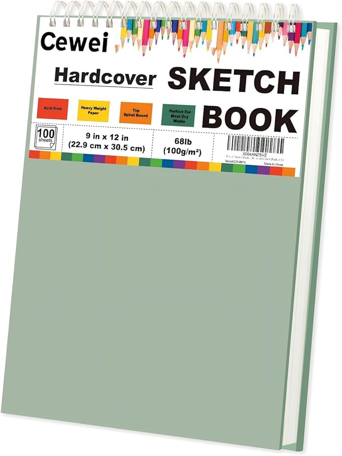 Sketch Pad 9x12 Inch, 1 Pack-100 Sheets Spiral Drawing Paper for Kids,68lb/100gsm Drawing Sketchbook for Kids Ages 8-12, Drawing Book for Adults, Teens, Painting, Drawing & Art Supplies.