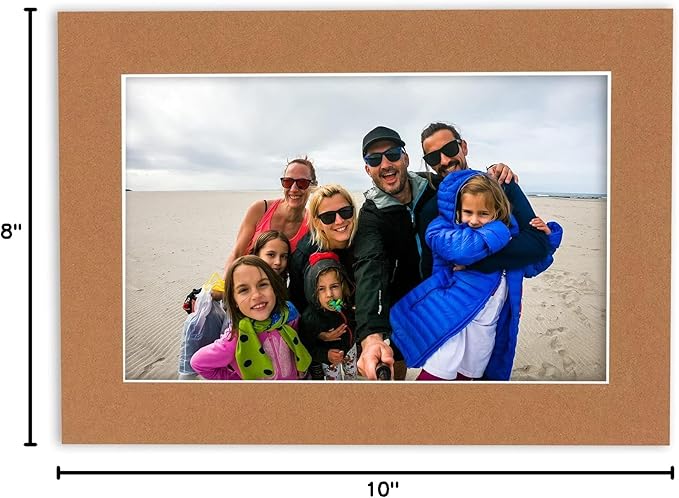 8x10 Mat Bevel Cut for 5x8 Photos - Acid Free Aged Oak Brown Precut Matboard With Backing Board and Crystal Clear, Self Seal Photo Mat Bag - For Pictures, Photos, Framing - 4-ply Thickness