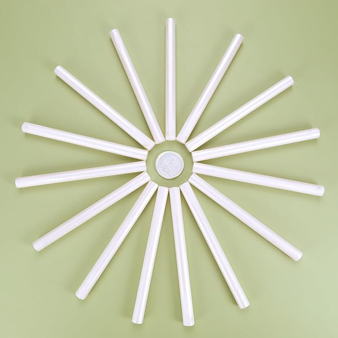 Yoption 15 Pieces Pearl White Glue Gun Sealing Wax Sticks for Wax Seal Stamp, Great for Wedding Invitations, Envelopes, Cards, Christmas Gift Ideas, Wine Packages