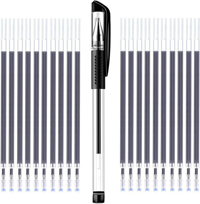 iNee Heat Erasable Fabric Pen with 20 Refills for Tailors Sewing, Quilting adn Crafts, Dressmaking Disappearing Ink, Black
