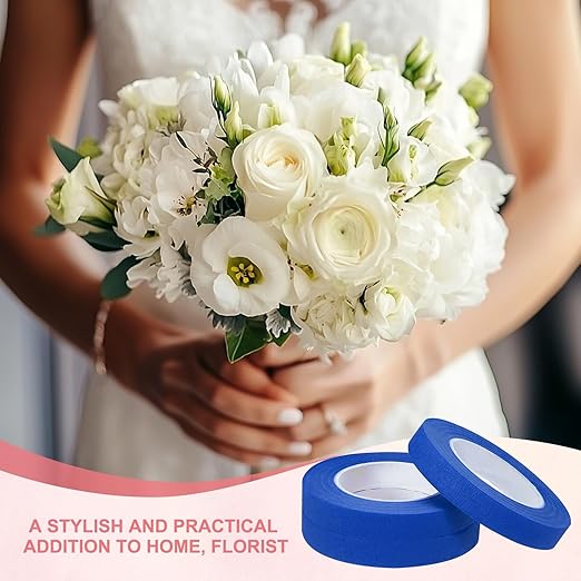 MECCANIXITY 12 Rolls Floral Tapes, 30 Yard x 1/16 in Florist Crepe Flowers Bouquets Tape Adhesive Waterproof for Flower Arranging Wrapping, Blue