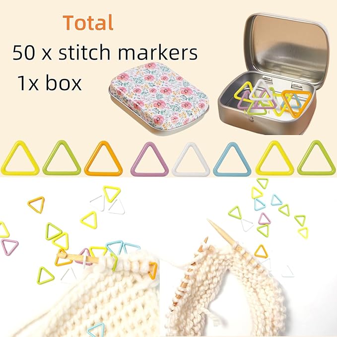 50Pcs Spiral Stitch Markers for Crocheting,Split Ring Stitch Markers with Box Metal Stitch Markers for Knitting Sewing DIY Handmade Crafts