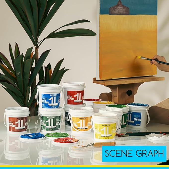 MEEDEN Acrylic Paint Set 1L: 6 Colors Large Bulk 33.8 oz Acrylic Paints - Heavy Body Gloss Art Paints for Canvas Crafts Pumpkins Painting