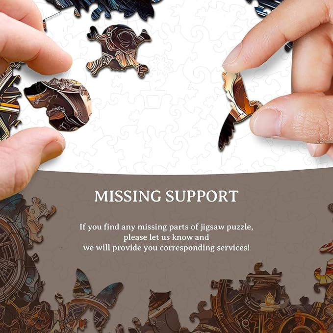 KAAYEE Wooden Puzzles for Adults, 3D Visual Effect Raven & Mechanical Skull Wooden Jigsaw Puzzle Unique Shape Wood Puzzle Adult, 3D Effect Flat Puzzle Birthday Family Games (S-8.5 * 7.5in-95pcs)