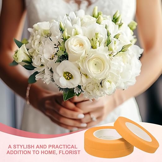 MECCANIXITY 12 Rolls Floral Tapes, 30 Yard x 1/16 in Florist Crepe Flowers Bouquets Tape Adhesive Waterproof for Flower Arranging Wrapping, Orange