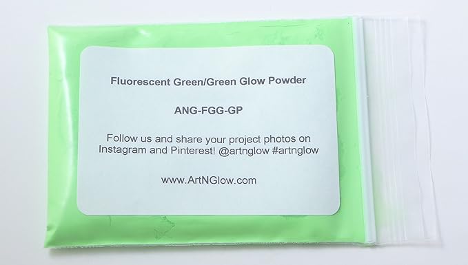 Glow in The Dark Pigment Powder - Neutral and Fluorescent Color for Art Painting, Fine Art, Nail Art Paint, and DIY Crafts - Long Lasting, 10+ Color Options - Fluorescent Green - (12 Grams/ .42oz)
