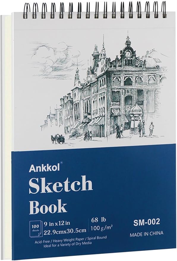9" x 12" Sketch Book, Hardcover Sketchbook, Top Spiral Bound Sketch Pad, 100 Sheets (68lb/100gsm) Drawing Paper Pad, Art Supplies for Adults for Kids Drawing Notebook.