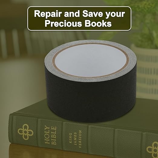 Cloth Bookbinding Repair Tape Matte Book Repair Tape 2 Inch by 33 Feet Self Adhesive Non Reflective Cloth Tape for Old Books Antique Books Daily Supplies (Black)
