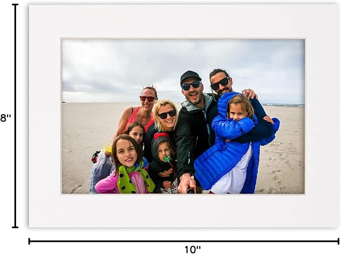 Pack of 25 Acid Free 8x10 Mats Bevel Cut for 5.5x8.5 Photos - White Precut Matboards With Backing Boards and Clear Photo Mat Bags For Pictures, Photos, Framing - 4-ply Thickness