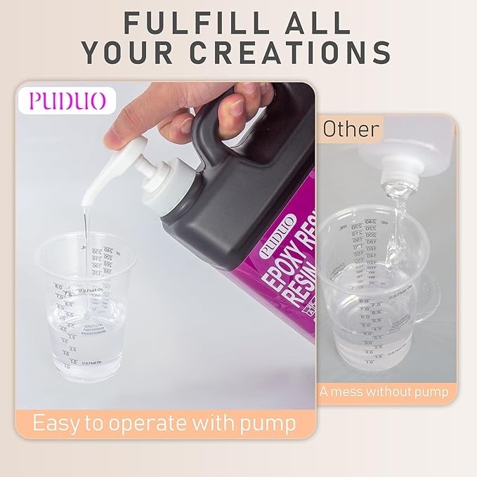 Puduo Epoxy Resin Kit 1.1Gallon,Newly Formulated Crystal Clear Epoxy Resin,Strong, Bubble-Free, Anti-Yellowing Art Resin That,Suitable for Casting, DIY, Resin Art, Molds, Easy to Mix 1:1 Ratio