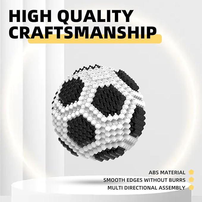Soccer Building Block Set, Adults challenging STEM Block Decorations, Miniature 3D Educational Toys for Ages 14 15 16 and Above, (437 Pieces)