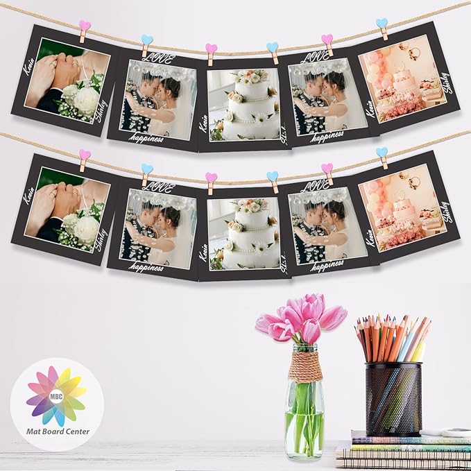 MBC Mat Board Center, 10 Pack 10x10 for 8x8 Black Picture Mats Frame Mattes, Bevel Cut, Acid Free, 4-ply Thickness