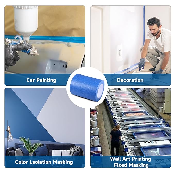 Wide Blue Painters Tape, 12 Inch x 55 Yards, Wide Masking Tape for 3D Printing, Laser Cutting, Painting, Crafting, Labeling, Packing, Office, School, Home Use, Removes Cleanly for 21 Days