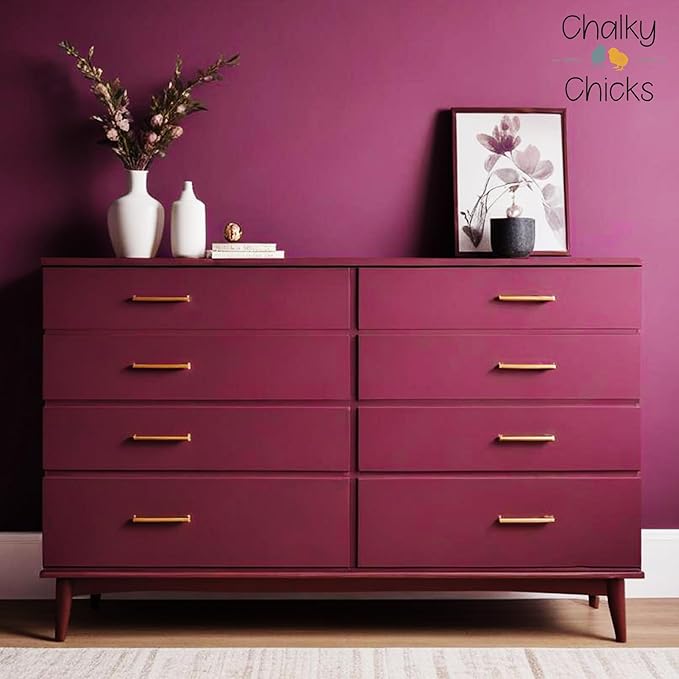 Chalky Chicks All-in-One Chalk Paint for Furniture or Cabinet - 4 Fl Oz - Matte Finish Logan Berry (Plum) for Metal, Wood Furniture Paint - No Sanding All-in-One for Home Decor & Crafts, USA Made