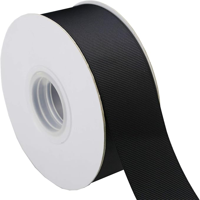 ITIsparkle 11/2" Inch Grosgrain Ribbon 25 Yards-Roll Set for Gift Wrapping Cake Decoration Party Favor Hair Braids Hair Bow Baby Shower Decoration Floral Arrangement Craft Supplies, Black Ribbon